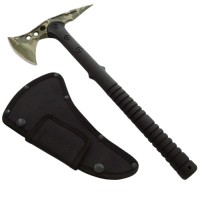 Set topor si briceag de vanatoare DEPOX®, otel inoxidabil, 40 cm/ 23 cm, verde/maro