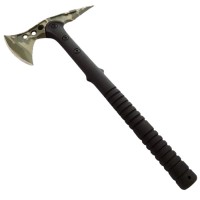 Set topor si briceag de vanatoare DEPOX®, otel inoxidabil, 40 cm/ 23 cm, verde/maro