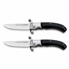 Set doua bricege pliabile DEPOX®, lamă din oțel inoxidabil 420, mâner lemn și metal, 23.5 cm, negru