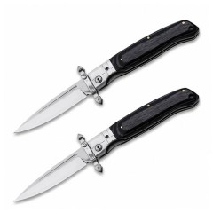 Set de doua bricege DEPOX®, lamă oțel inoxidabil 420, mâner lemn și metal, 23.5 cm