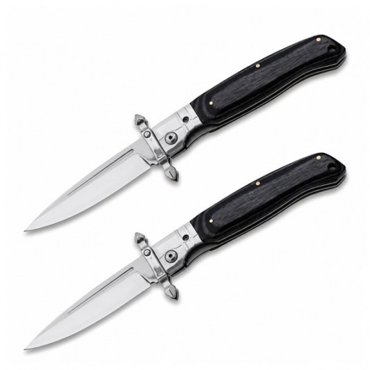 Set de doua bricege DEPOX®, lamă oțel inoxidabil 420, mâner lemn și metal, 23.5 cm