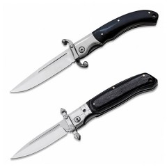 Set de doua bricege pliabile DEPOX®, lamă din oțel inoxidabil, mâner lemn, 23.5 cm, negru