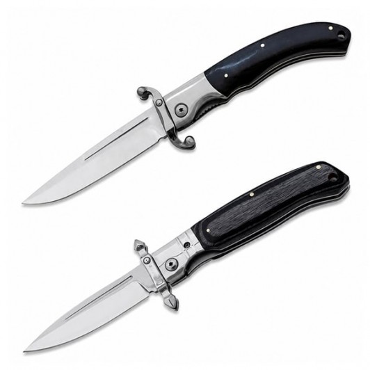 Set de doua bricege pliabile DEPOX®, lamă din oțel inoxidabil, mâner lemn, 23.5 cm, negru