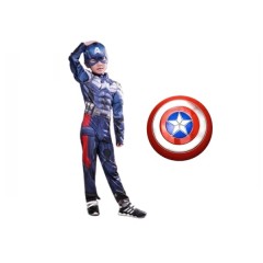 Set costum Captain America cu Muschi + Scut Supererou 30 cm, DEPOX®, 3-5 ani, 100-110 cm