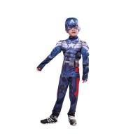 Set costum Captain America cu Muschi + Scut Supererou 30 cm, DEPOX®, 3-5 ani, 100-110 cm