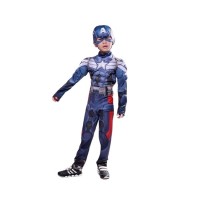 Set costum Captain America cu Muschi + Scut Supererou 30 cm, DEPOX®, 5-7 ani , 110-120 cm