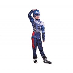 Costum cu muschi carnaval Captain America, 3-5 ani , 100-110 cm