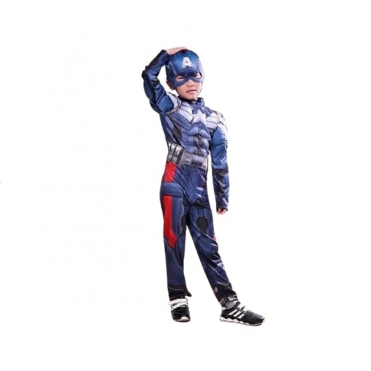 Costum cu muschi carnaval Captain America, 5-7 ani , 110-120 cm
