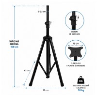 Suport Metalic Tip Trepied pentru Boxe Audio, DEPOX®, Reglabil, 150 cm, Maxim 30 Kg, Negru