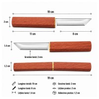 Cutit Japonez 2 în 1, camping, maner plastic, 19 cm, maro
