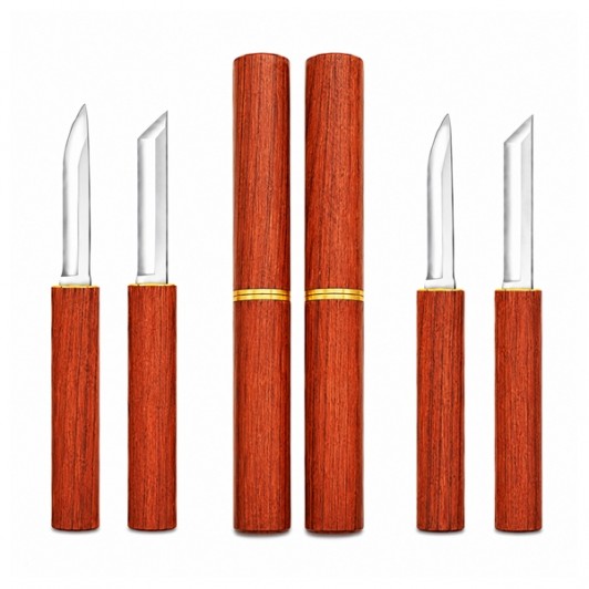Set de doua cutite Japoneze 2 în 1 DEPOX®, camping, maner plastic, 19 cm, maro Set de doua cutite Japoneze 2 în 1 DEPOX®, camping, maner plastic, 19 cm, maro