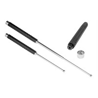 Baston telescopic pliabil, 65 cm, maner antiderapant, husa inclusa, argintiu