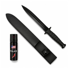 Set baioneta cu doua taisuri si spray paralizant chili, DEPOX®, 35 cm/60 ml Set baioneta cu doua taisuri si spray paralizant chili, DEPOX®, 35 cm/60 ml