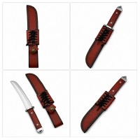 Cutit de vanatoare, teaca piele, maner lemn, 35 cm