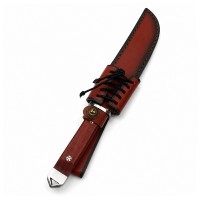 Cutit de vanatoare, teaca piele, maner lemn, 35 cm
