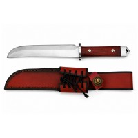 Cutit de vanatoare, teaca piele, maner lemn, 35 cm