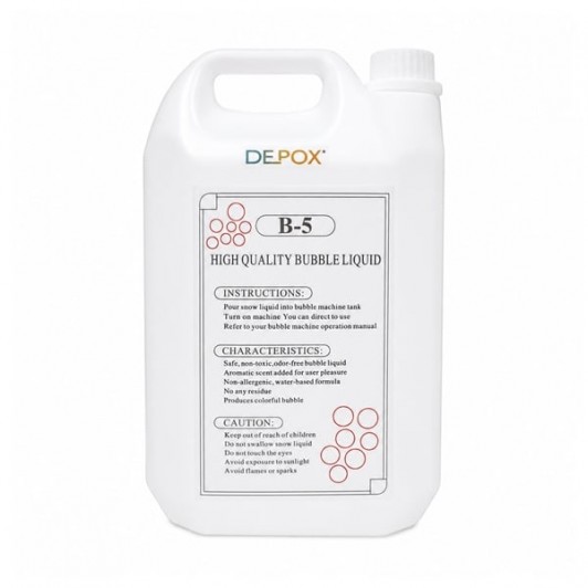 Lichid Profesional pentru Mașină de Bule de Săpun B-5 DEPOX®, Non-Toxic, Compatibil Universal, 5L