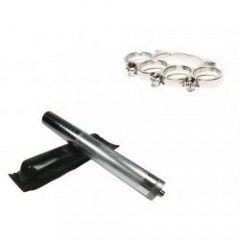 Set baston telescopic din otel, argintiu, 64 cm si box craniu argintiu