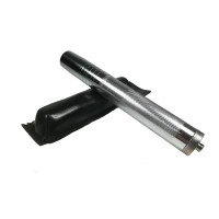 Set baston telescopic din otel, argintiu, 64 cm si box craniu argintiu