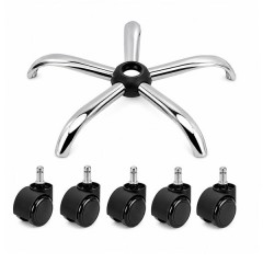 Set bază si roti pentru scaun directorial DEPOX®, metal/pvc, 60 cm, argintiu/negru