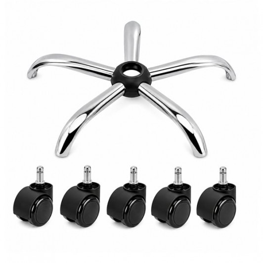 Set bază si roti pentru scaun directorial DEPOX®, metal/pvc, 60 cm, argintiu/negru