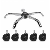 Set bază si roti pentru scaun directorial DEPOX®, metal/pvc, 60 cm, argintiu/negru