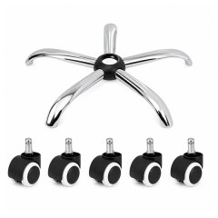Set bază si roti pentru scaun directorial DEPOX®, metal/pvc, 60 cm, argintiu/negru