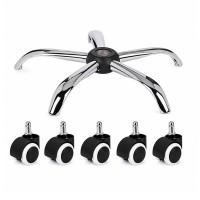 Set bază si roti pentru scaun directorial DEPOX®, metal/pvc, 60 cm, argintiu/negru