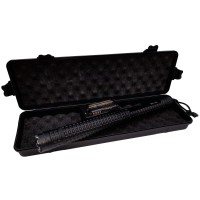 Set baston electrosoc lanterna si spray paralizant chili, metalic, 35 cm/60 ml, negru, cutie