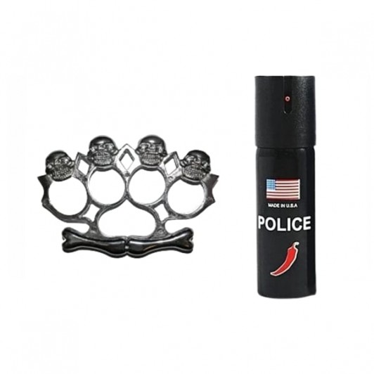 Set rozeta model Craniu si spray paralizant chili DEPOX®, argintiu/negru, 12 cm/60 ml