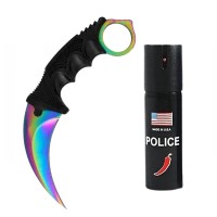 Set cutit karambit si spray paralizant DEPOX®, Rainbow Blade, 25 cm - Copie Set cutit karambit si spray paralizant DEPOX®, Rainbow Blade, 25 cm - Copie