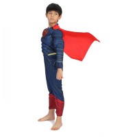 Costum Superman cu Mușchi pentru Copii, Salopetă, Pelerină și Mască, 7-9 Ani, 120-130 cm