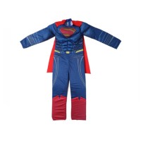 Costum Superman cu Mușchi pentru Copii, Salopetă, Pelerină și Mască, 7-9 Ani, 120-130 cm
