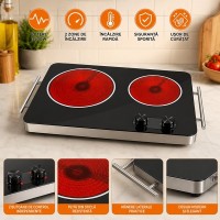 Plită Electrică Dublă, 6000W, 2 Zone de Gătit Independente, Suprafață din Sticlă Termoreziste Plită Electrică Dublă, 6000W, 2 Zone de Gătit Independente, Suprafață din Sticlă Termoreziste