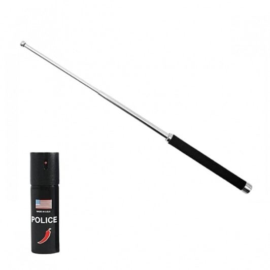 Set baston telescopic pliabil si spray paralizant chili, DEPOX®, 51 cm/ 60 ml, maner antiderapant, a Set baston telescopic pliabil si spray paralizant chili, DEPOX®, 51 cm/ 60 ml, maner antiderapant, a