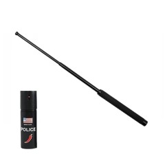 Set baston telescopic pliabil si spray paralizant chili, DEPOX®, 64 cm/ 60 ml, maner antiderapant, n Set baston telescopic pliabil si spray paralizant chili, DEPOX®, 64 cm/ 60 ml, maner antiderapant, n