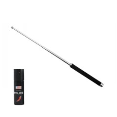 Set baston telescopic pliabil si spray paralizant chili DEPOX®, 65 cm/ 60 ml, argintiu, husa inclusa Set baston telescopic pliabil si spray paralizant chili DEPOX®, 65 cm/ 60 ml, argintiu, husa inclusa