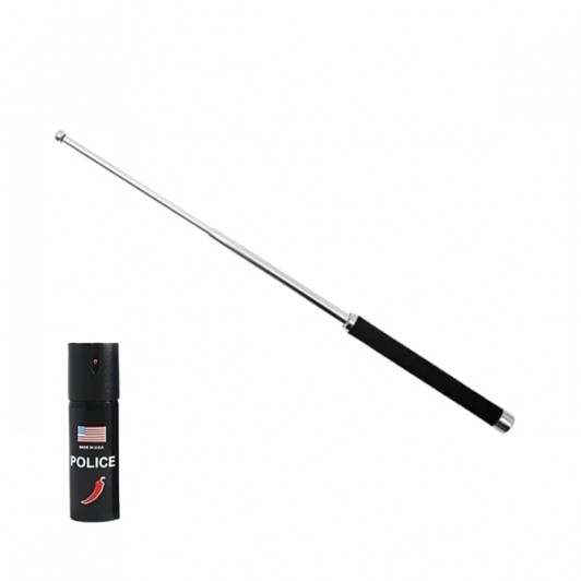 Set baston telescopic pliabil si spray paralizant chili DEPOX®, 65 cm/ 60 ml, argintiu, husa inclusa Set baston telescopic pliabil si spray paralizant chili DEPOX®, 65 cm/ 60 ml, argintiu, husa inclusa
