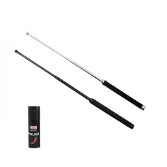 Set doua bastoane telescopice pliabile si spray paralizant chili, DEPOX®, 51 cm / 60 ml, maner antid