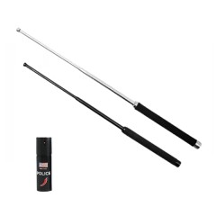 Set doua bastoane telescopice pliabile si spray paralizant chili, DEPOX®, 51 cm/ 64 cm / 60 ml, mane