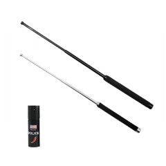 Set doua bastoane telescopice pliabile si spray paralizant chili, DEPOX®, 64 cm/ 51 cm/ 60 ml, maner Set doua bastoane telescopice pliabile si spray paralizant chili, DEPOX®, 64 cm/ 51 cm/ 60 ml, maner