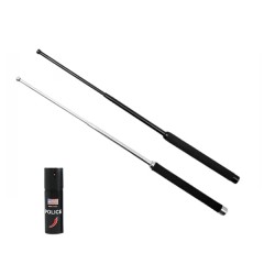 Set doua bastoane telescopice pliabile si spray paralizant chili DEPOX®, 64 cm/ 65 cm/ 60 ml , argin Set doua bastoane telescopice pliabile si spray paralizant chili DEPOX®, 64 cm/ 65 cm/ 60 ml , argin