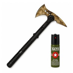 Set topor survivor si spray paralizant NATO, propulsie jet DEPOX®, 39 cm/60 ml