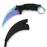 Set topor survivor si cutit karambit, Rainbow Star, DEPOX®, 39 cm/18.5 cm, multicolor Set topor survivor si cutit karambit, Rainbow Star, DEPOX®, 39 cm/18.5 cm, multicolor