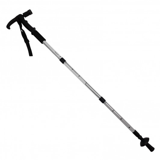 Baston trekking extensibil DEPOX®, Ol Helper, aluminiu, lampa LED, 110 cm, argintiu