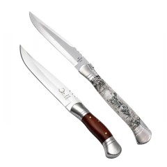 Set 2 cutite pliabile outdoor cu aspect lemn, DEPOX®, 37 cm /28,5 cm, maro