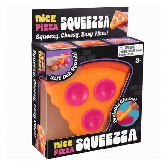 Jucărie Antistres Squeeza– Squishy Elastic în Formă de Felie de Pizza, 9 cm, portocaliu