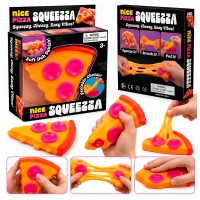 Jucărie Antistres Squeeza– Squishy Elastic în Formă de Felie de Pizza, 9 cm, portocaliu