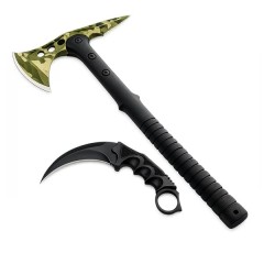 Set topor si cutit karambit DEPOX®, otel inoxidabil, verde.negru, 40 cm/18.5 cm, teaca inclusa Set topor si cutit karambit DEPOX®, otel inoxidabil, verde.negru, 40 cm/18.5 cm, teaca inclusa