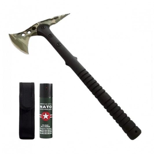 Set topor si spray propulsie jet DEPOX®, otel inoxidabil, verde, 40 cm/60 ml, negru, husa inclusa